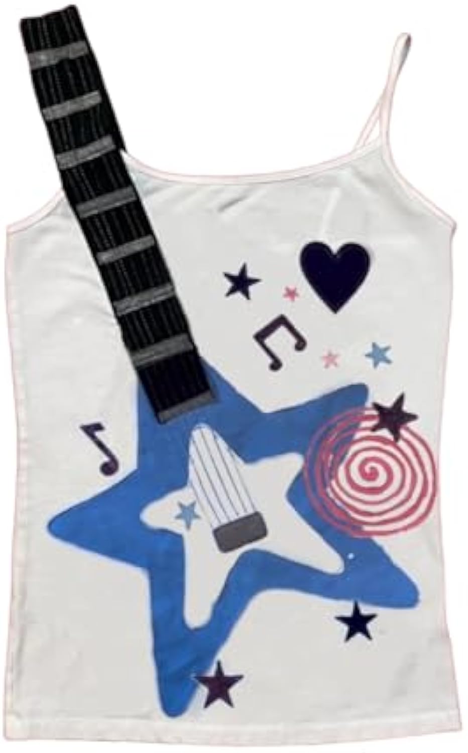 Punk Goth Guitar Graphic Spaghetti Strap Tops Cute Y2K Summer Sleeveless Shirts Fairy Grunge Tank Crop Tees Clothes