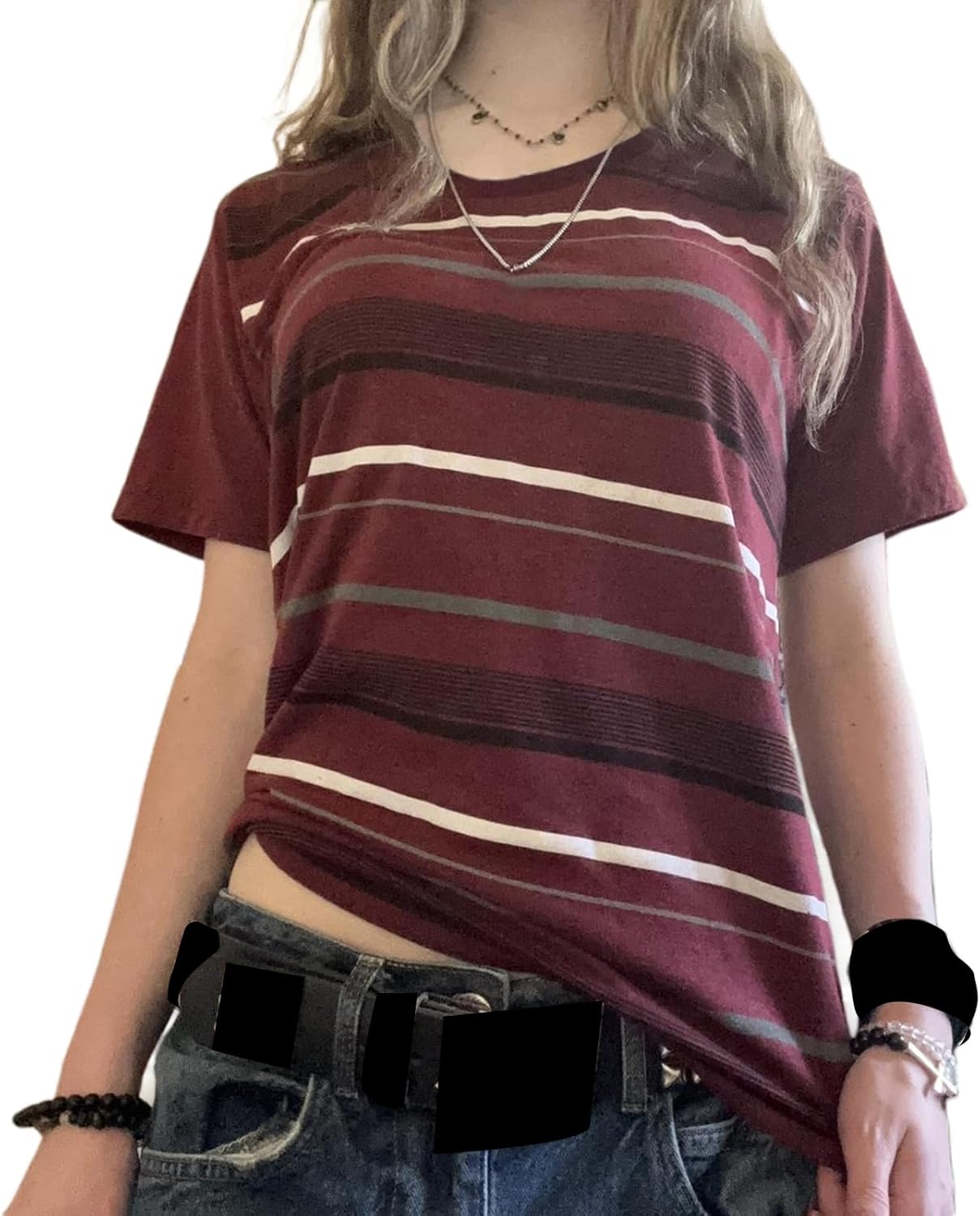 Y2k Grunge Graphic Tees for Women Teen Girls Vintage Goth Aesthetic Baggy Shirts 2000s Emo Tops Summer Clothes