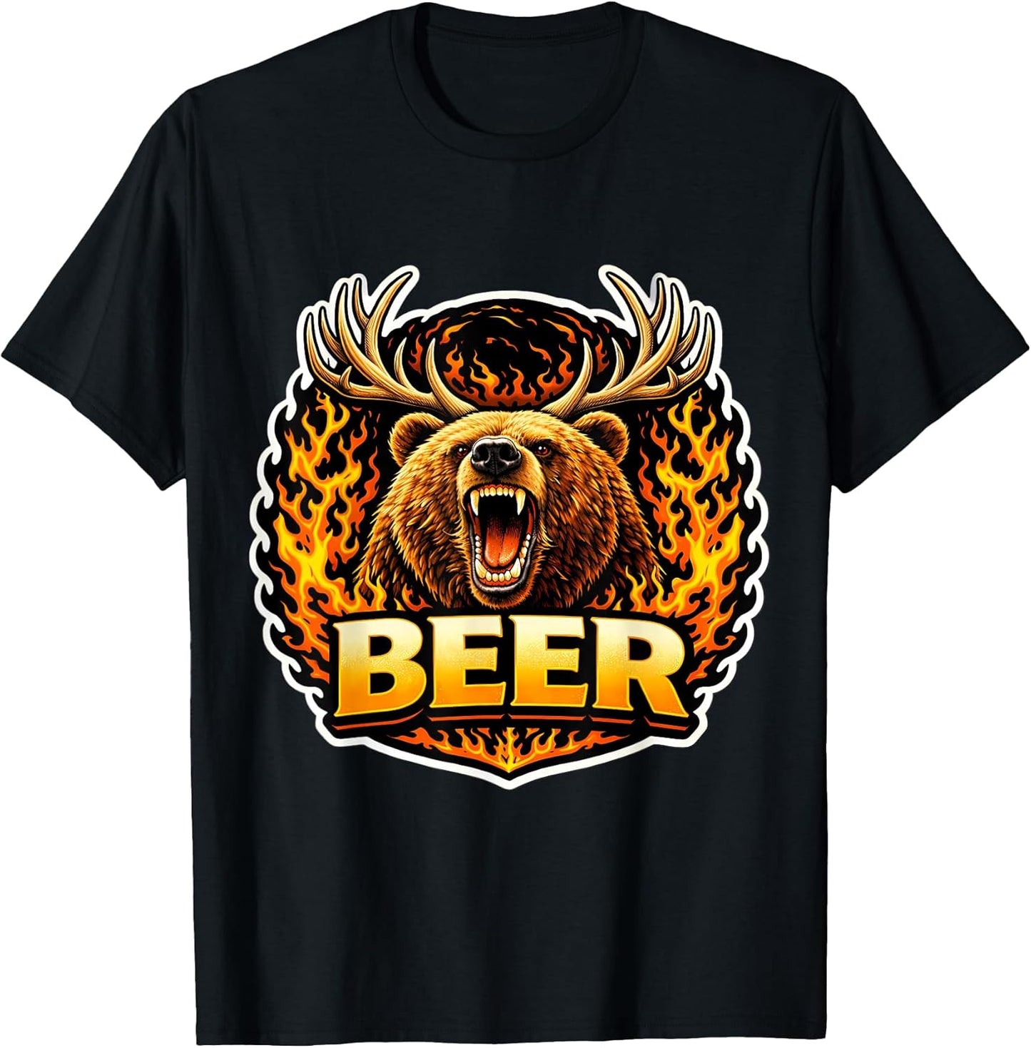 Beer Funny Bear With Deer Antlers Wordplay Merch