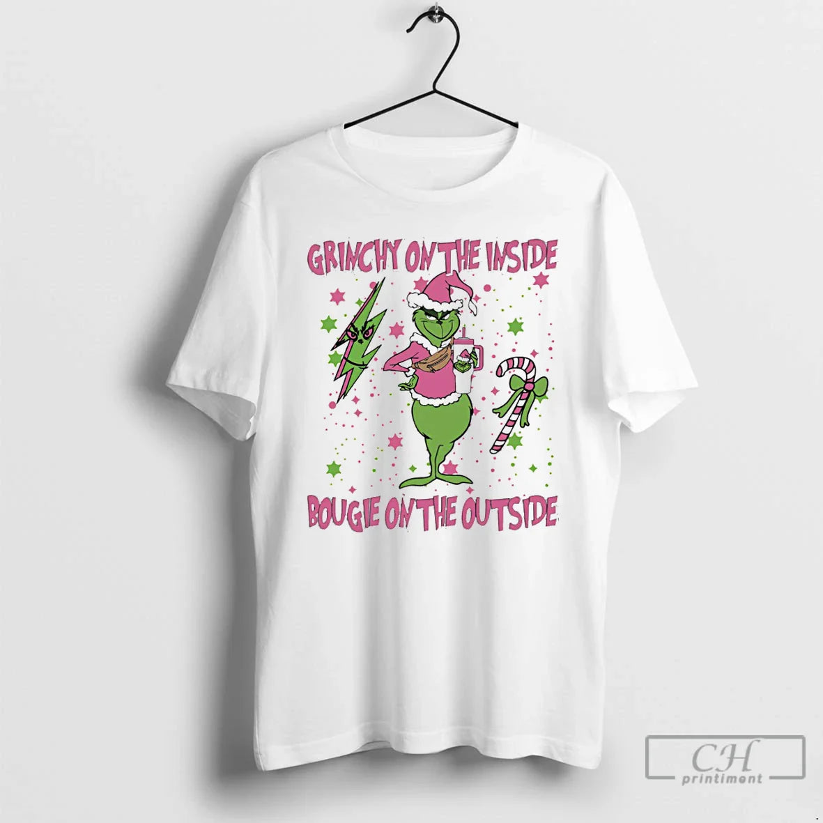 Classic Grinch On The Inside Bougie Outside Christmas White T Shirts