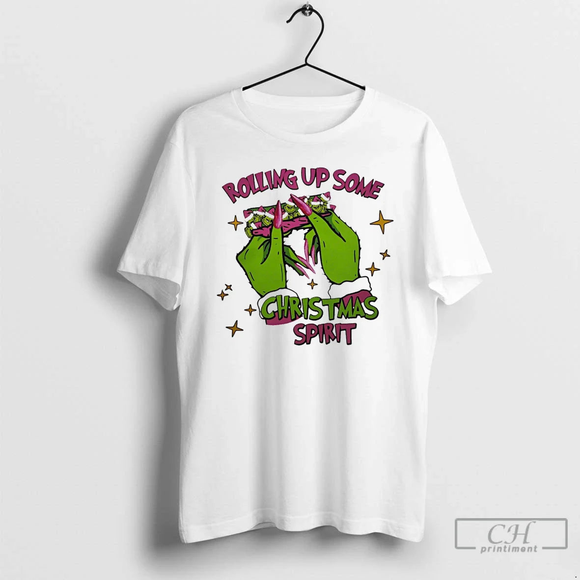 Classic Grinch Rolling Up Some Christmas Spirit White T Shirts
