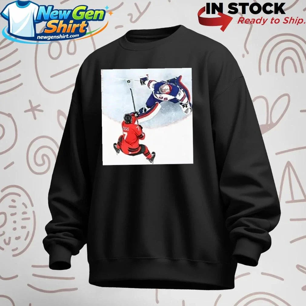 Connor Hellebuyck Goalie Save USA Gold Shirt