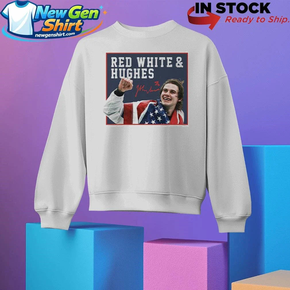 Jack Hughes USA Hockey Golden Goal 2026 Red White & Hughes Hockey Shirt