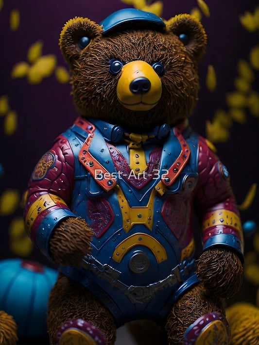 "Bursting with Color: A Vibrant Full-Body Portrait of a Toy Bear" by Best-Art-32