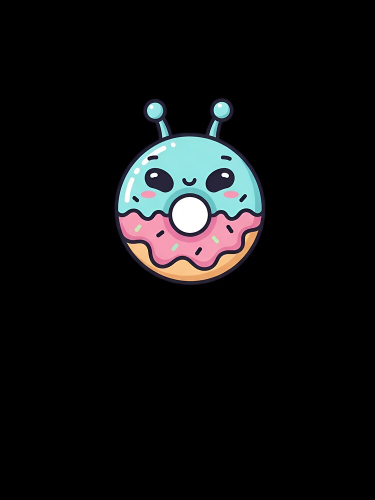 whimsical donut character with pink and blue frosting and sprinkles by VerizalShop