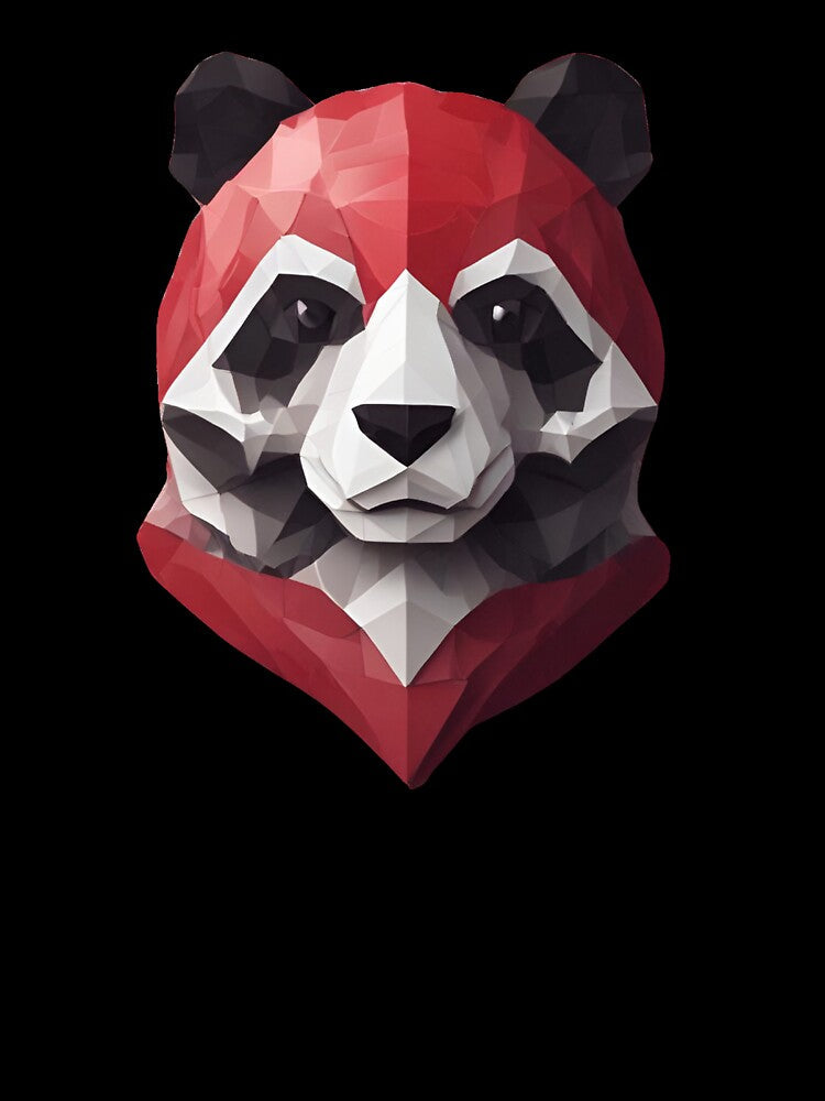 Red Geometric Panda Art by pUNKnown