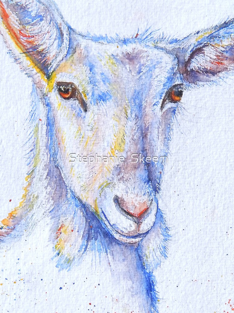 Watercolor goat painting by Stephanie Skeem