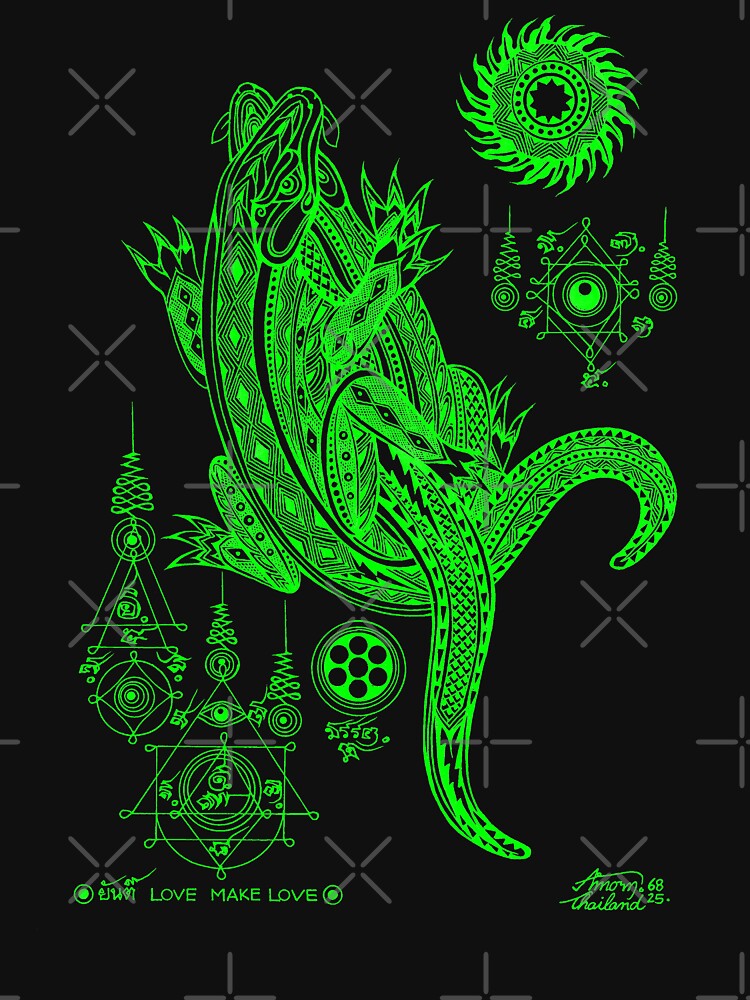 Thai traditional art of Talisman (Gecko) Green color. by AmornGallery