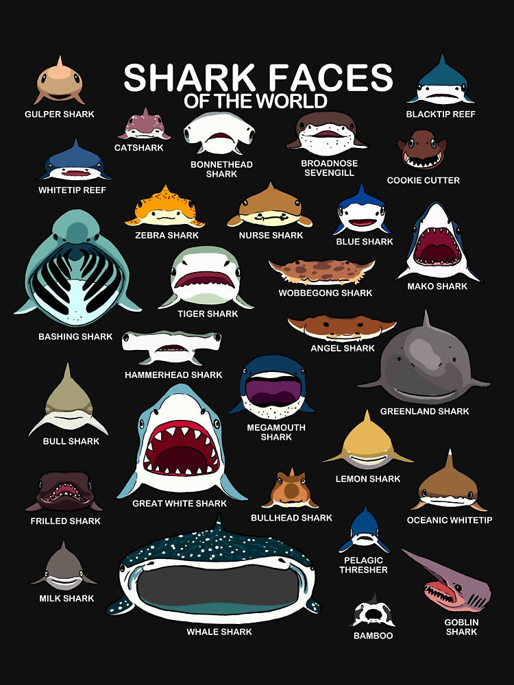 Shark Faces Of The World Love Sharks Kids Shark Mouth Gear by DynamicDesign