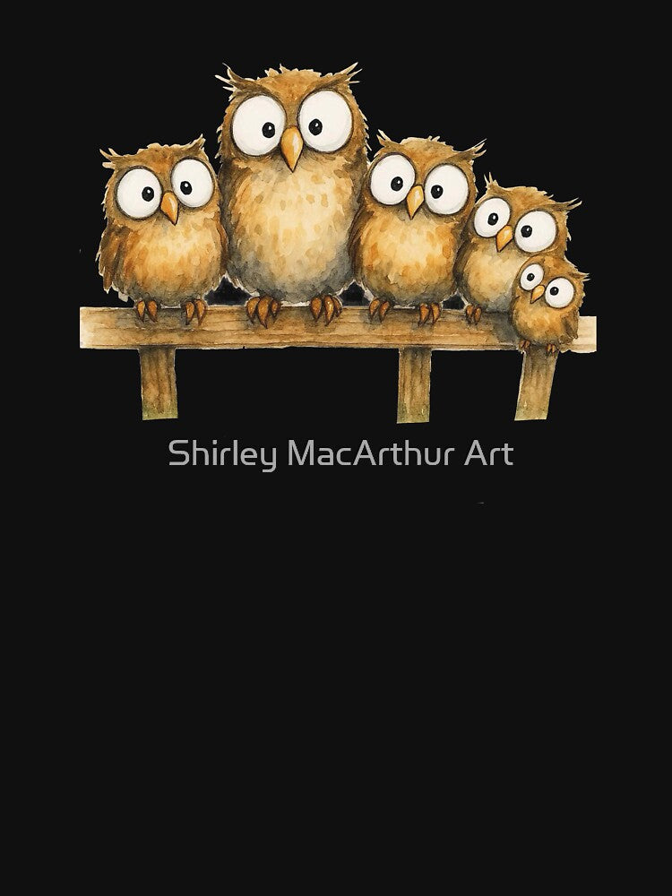 Cute Family of Owls ' Just Little Owls ' Designs BY SHiRLeY MacARTHuR by Shirley MacArthur Art