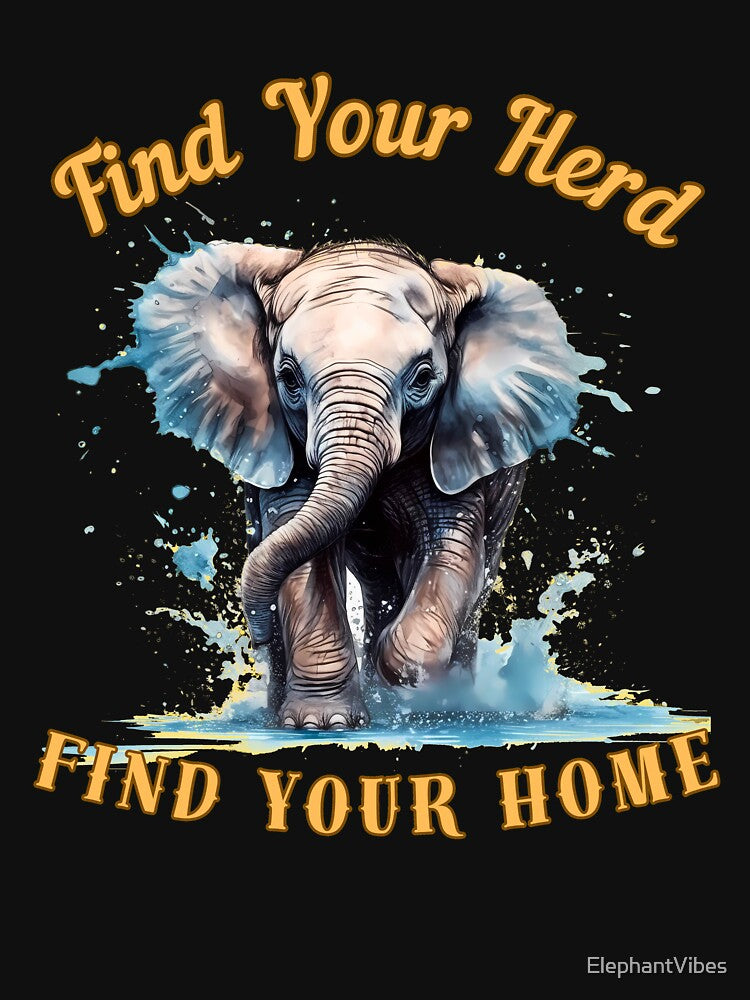 Find Your Herd, Find Your Home. watercolor elephant by ElephantVibes