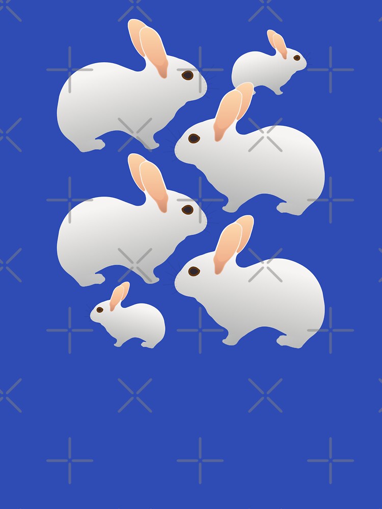 Cute Bunny Rabbit Family Pattern (on blue) by Davey's Designs
