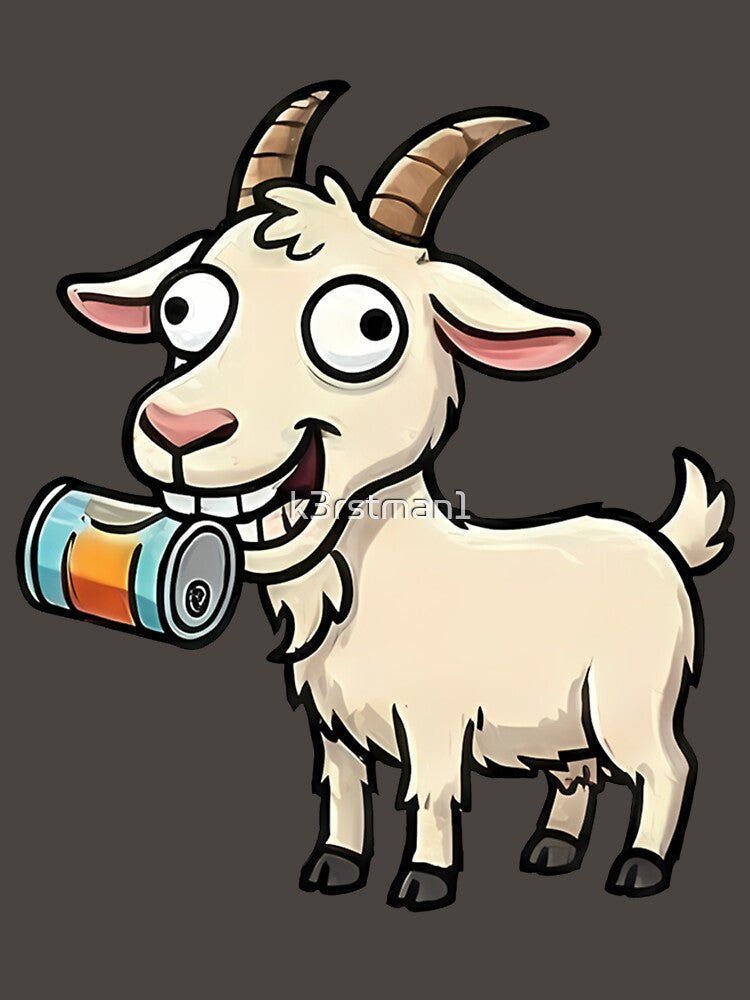 Goofy Cartoon Goat Drinking Soda Can by k3rstman1