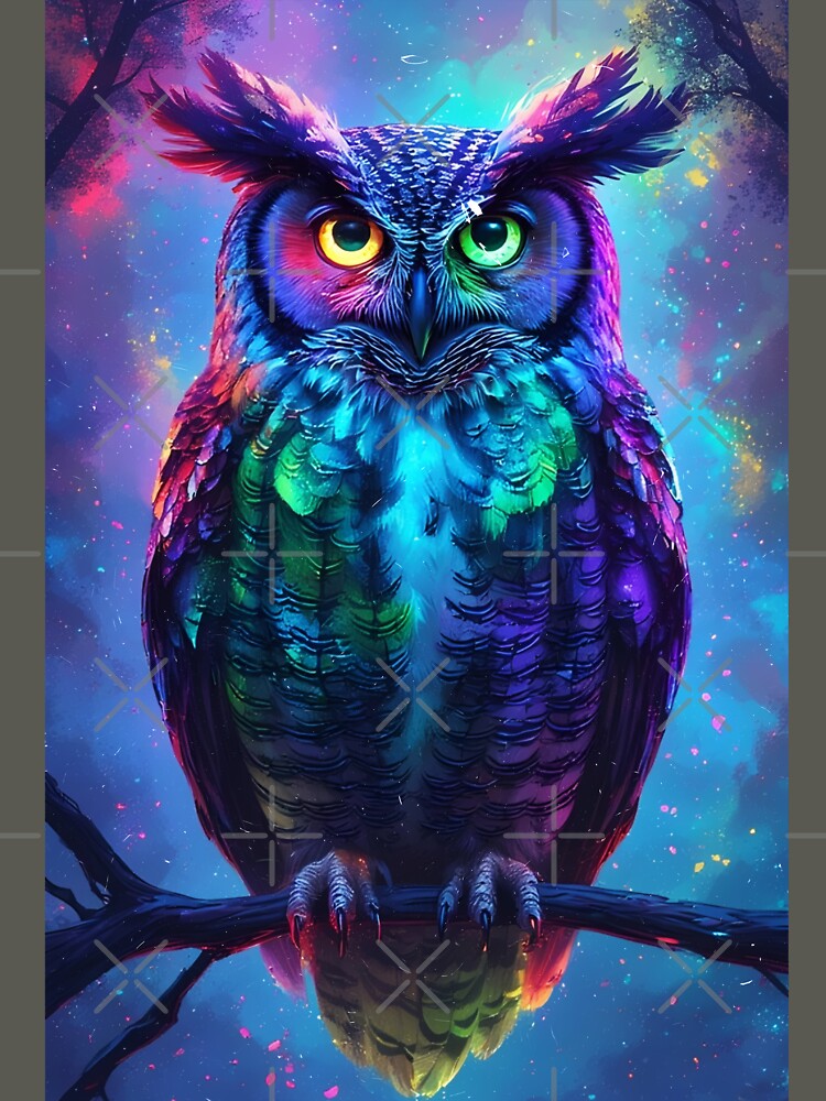Aurora Owl – Luminous Forest Guardian Art by Neer arts