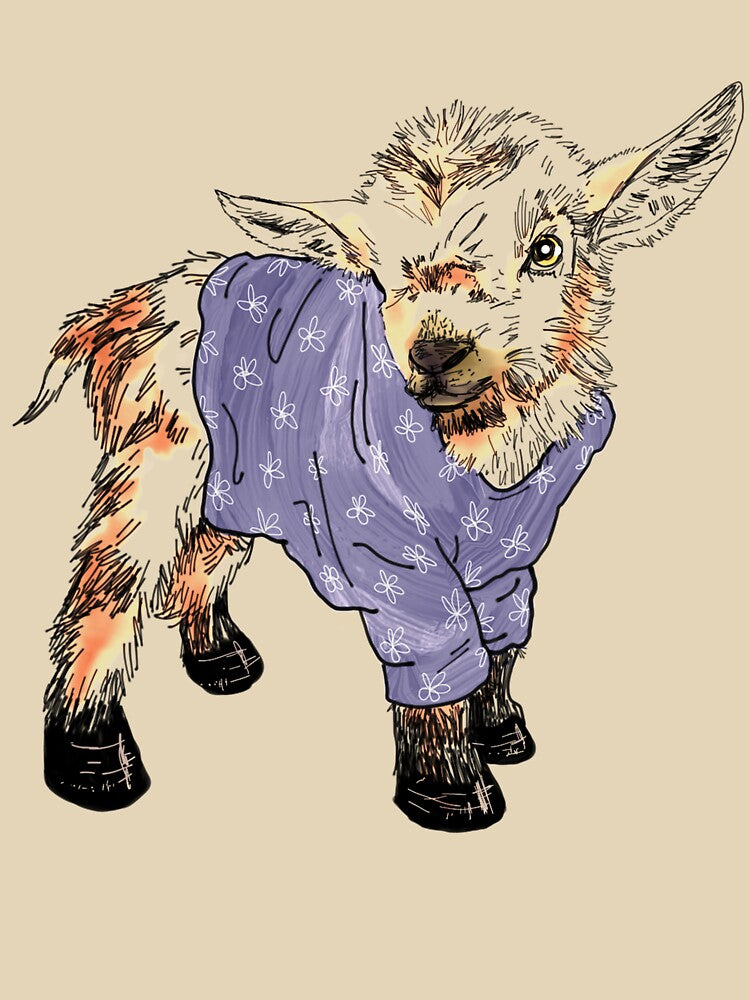Baby goat in a sweater by Gigglingshay