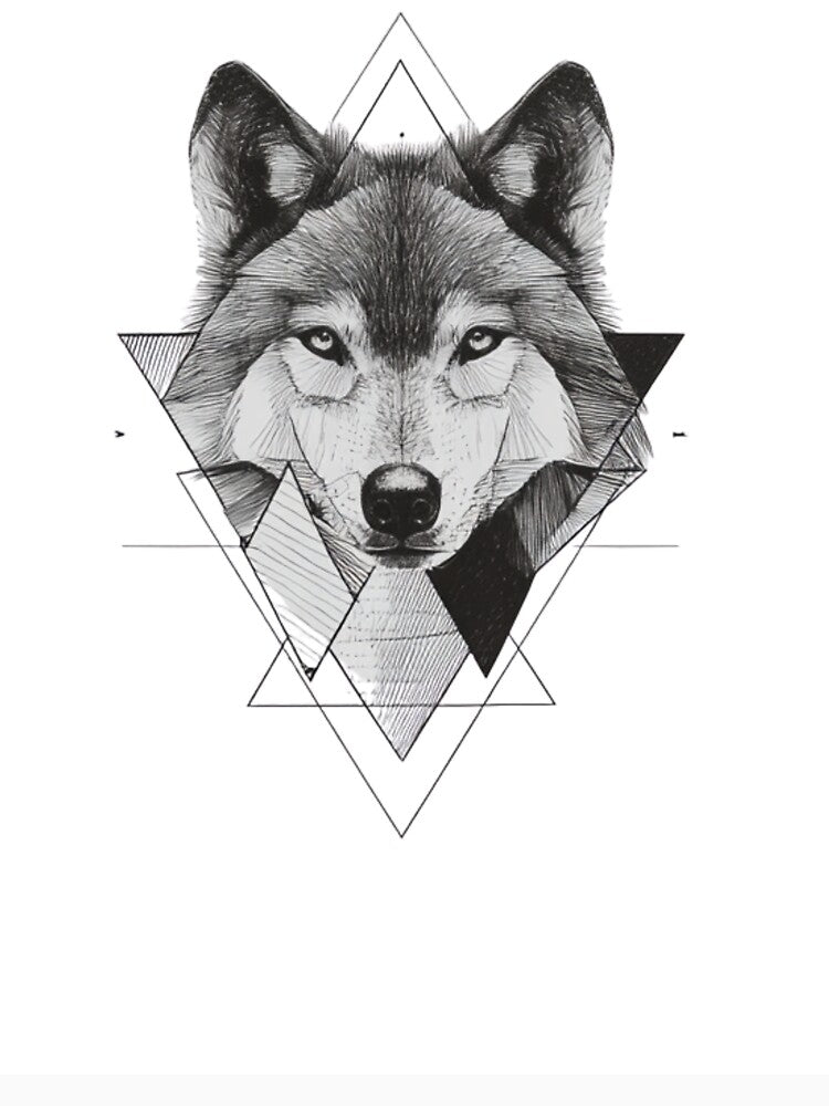 Wolf Geometric Triangles Sketch Art | black and white by TypoArtPrints