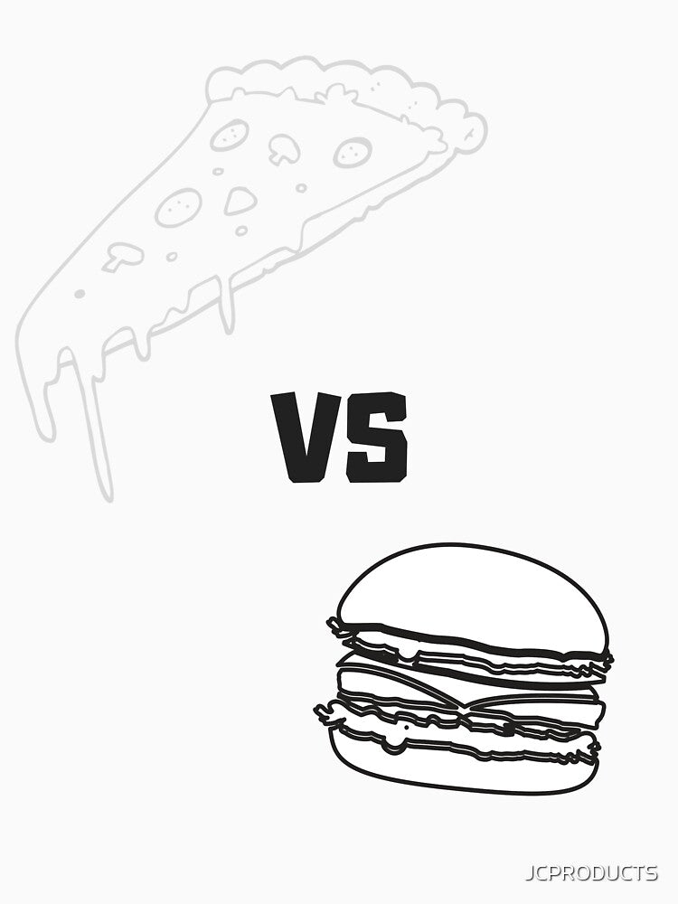 PIZZA V BURGER BW by PrairieRidgeDesigns