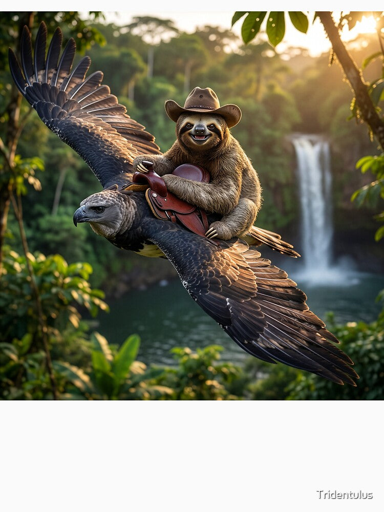 Cowboy Sloth Rides Harpy Eagle by Tridentulus