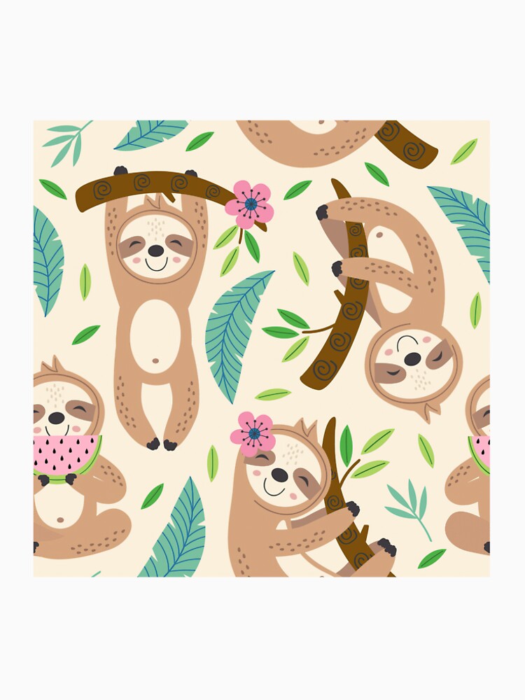 Cute Sloth Floral by ArtCreations79