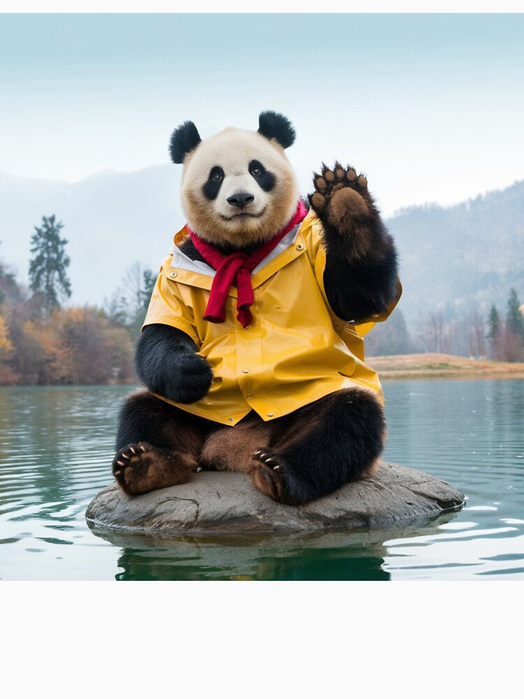 Waving Boy Scout Panda In Nature. by ShirtLife1