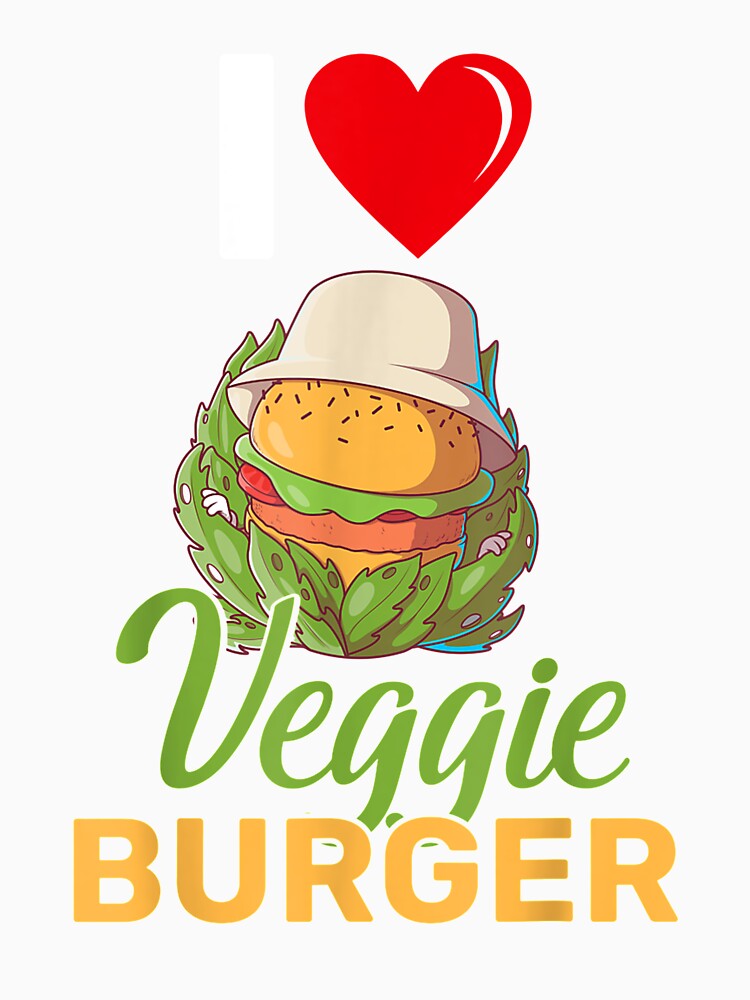 I Love Veggie Burger Restaurant Fries Ketchup Bun Burger by ninapfvu