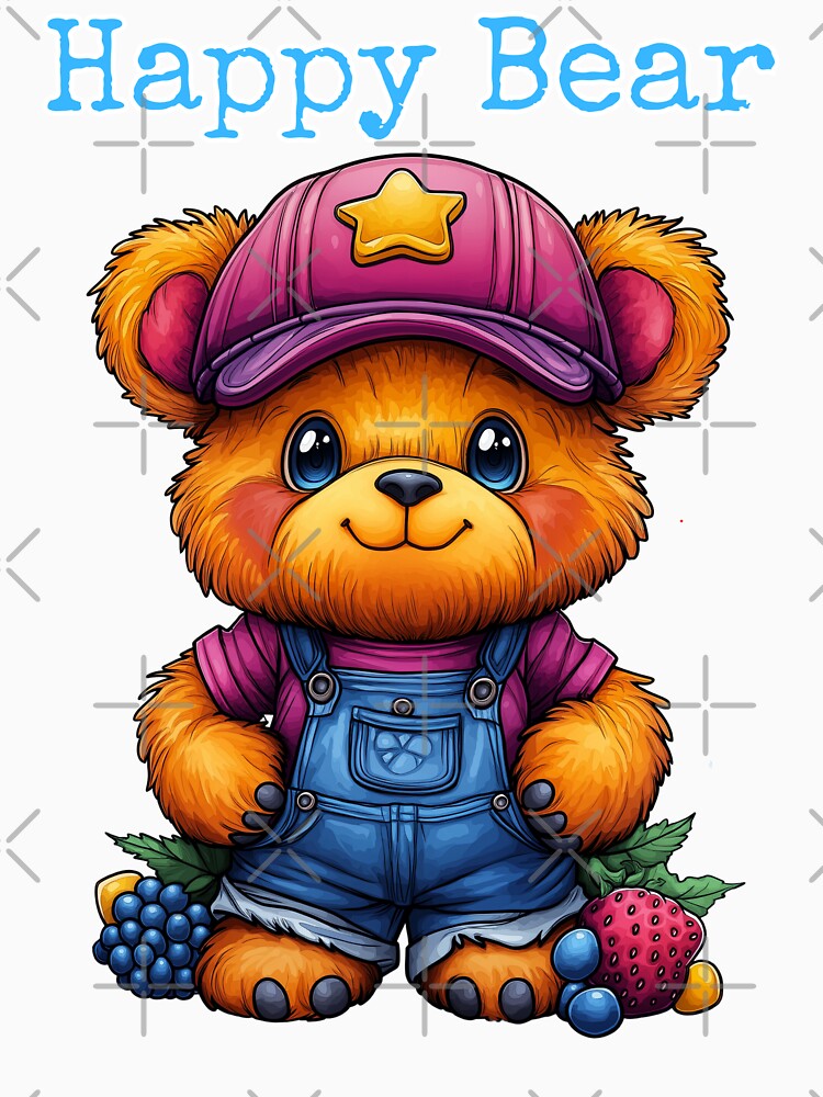 Happy Bear, Cute Bear Art, Colorful Bear Illustration, Cartoon Bear Design, Berry Bear Art by BukkyStory