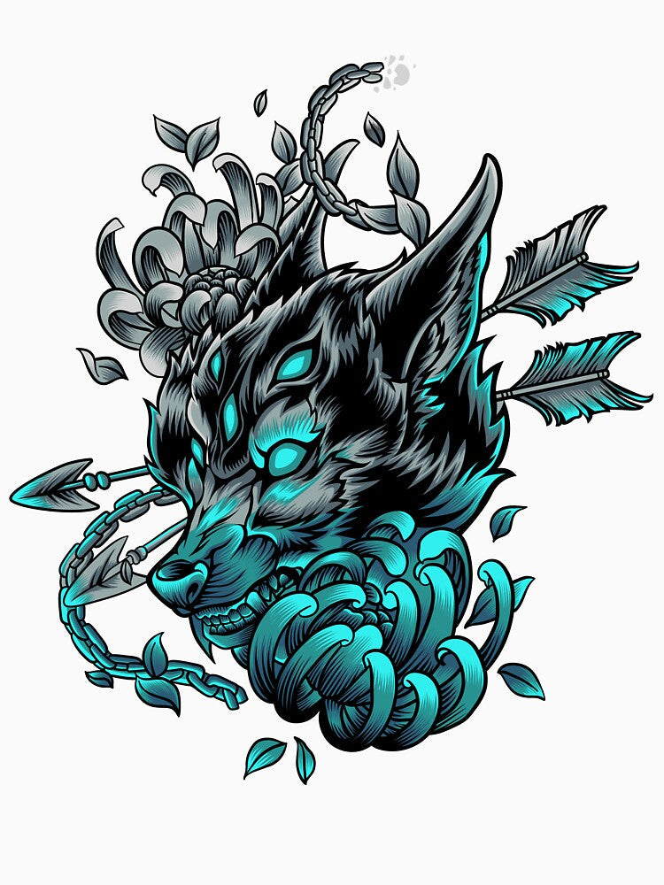 Colorful Wolf With Flowers by mikasa.art