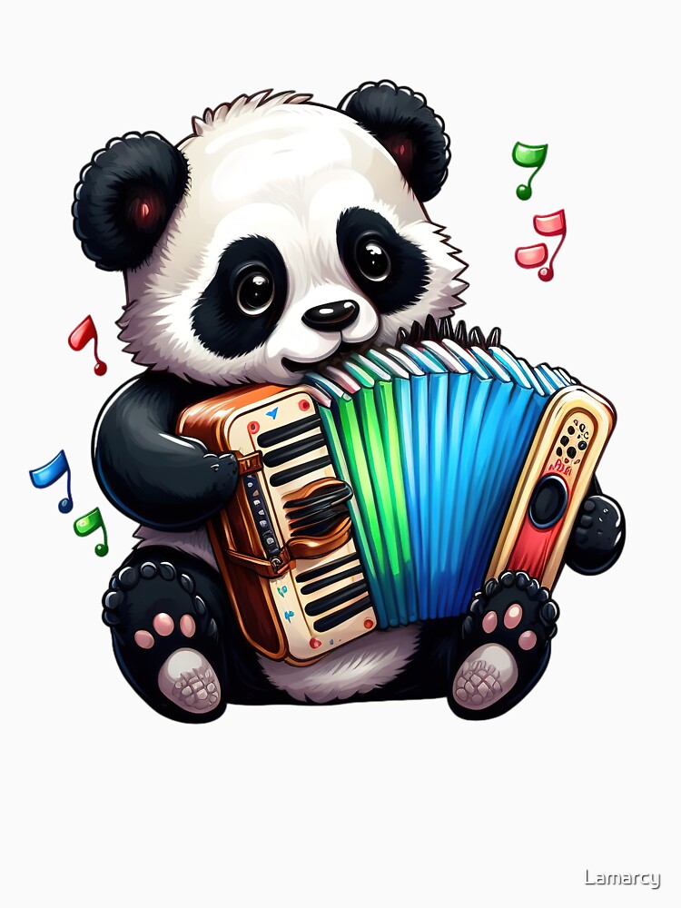 Adorable Musical Cartoon Panda with Accordion by Lamarcy
