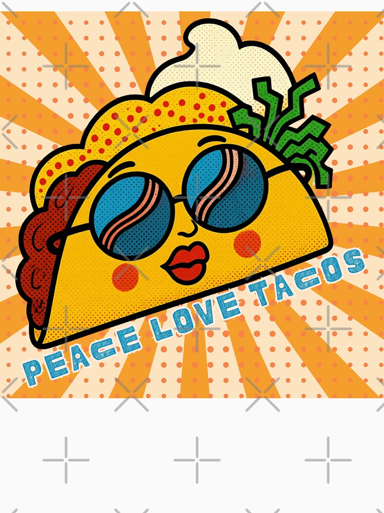 Peace Love Tacos Vintage Pop Art Food Face by MsBrillMakes