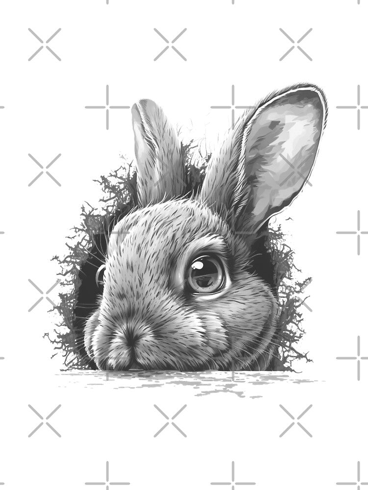 Realism Black and White Rabbit Head by ImaginePrintsHQ