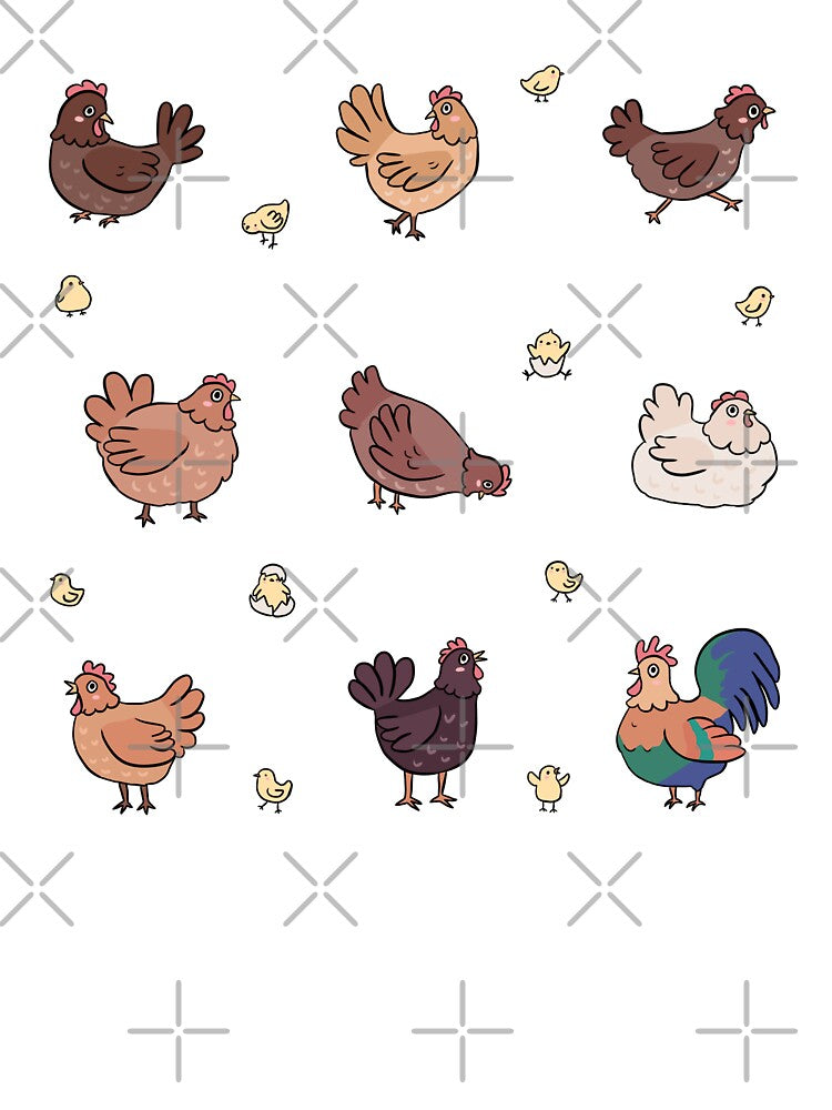 Chicken pattern cute chickens, chicks and rooster illustration for chickens loves by Yarafantasyart