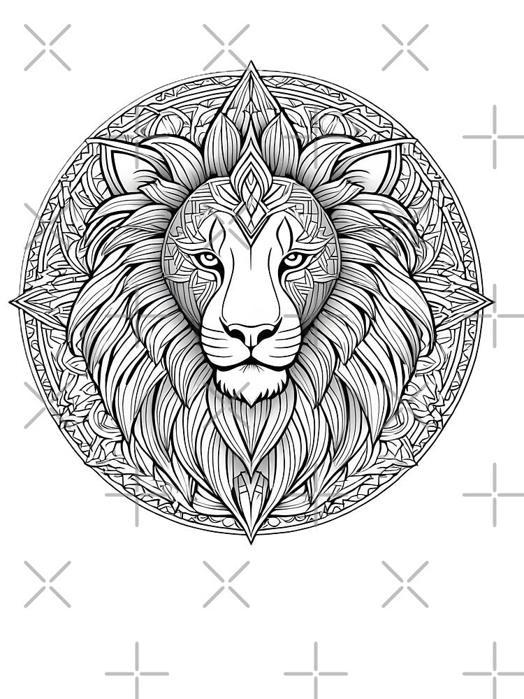 Ornamental Lion Line Art - 2 by RELAX STATION