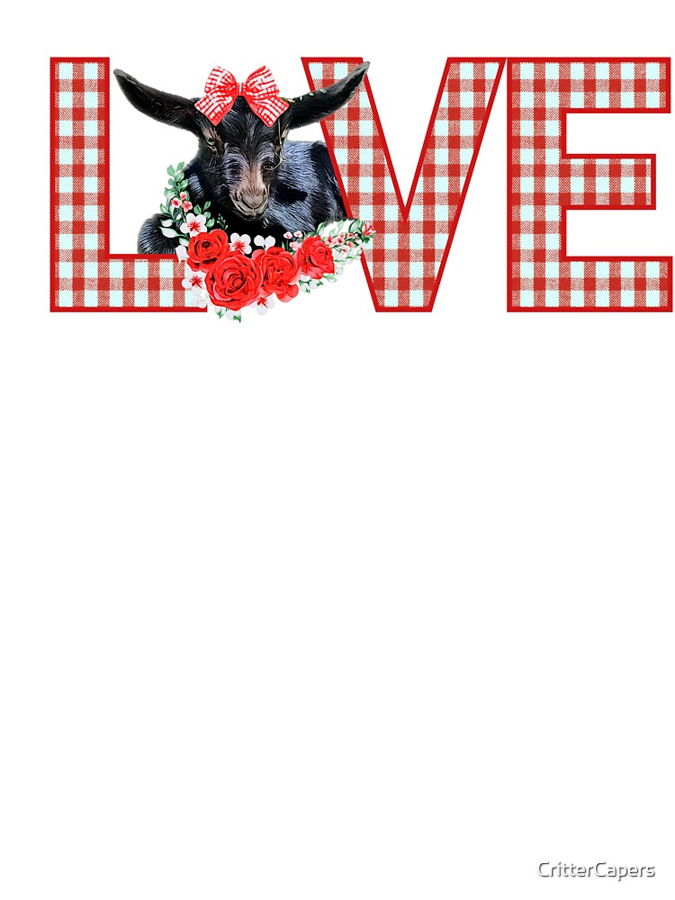 Baby goat with red gingham and floral accents by CritterCapers