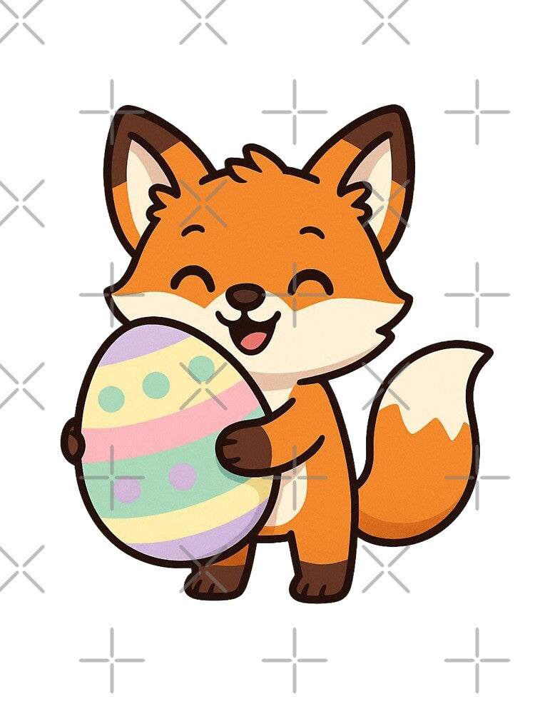 Happy Fox Holding Giant Easter Egg – Cute Spring Animal Character by Confuzz1ed