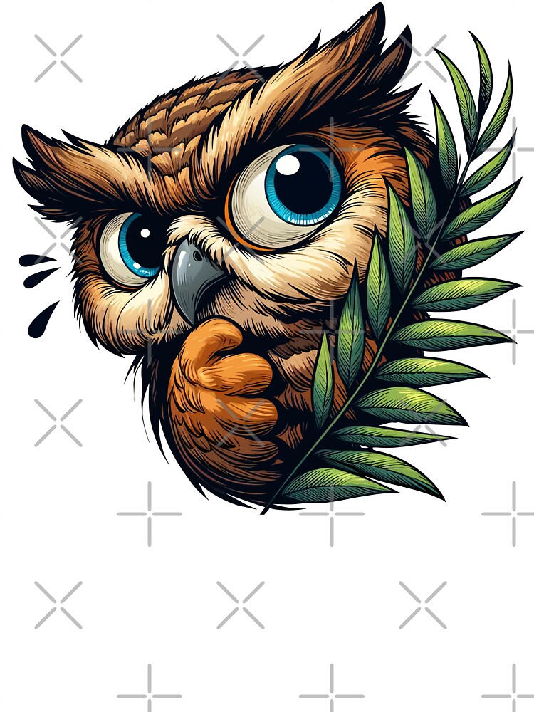 Peek Owl - Whimsical Cartoon Art by Designowner