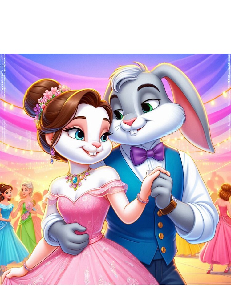 Romantic Rabbit Couple Dancing by Mywaymylife