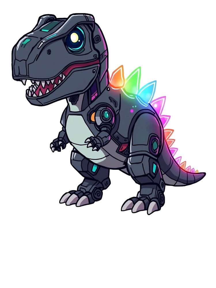 Cute Neon Robot Dinosaur Dinobot Design by CeliaZnx