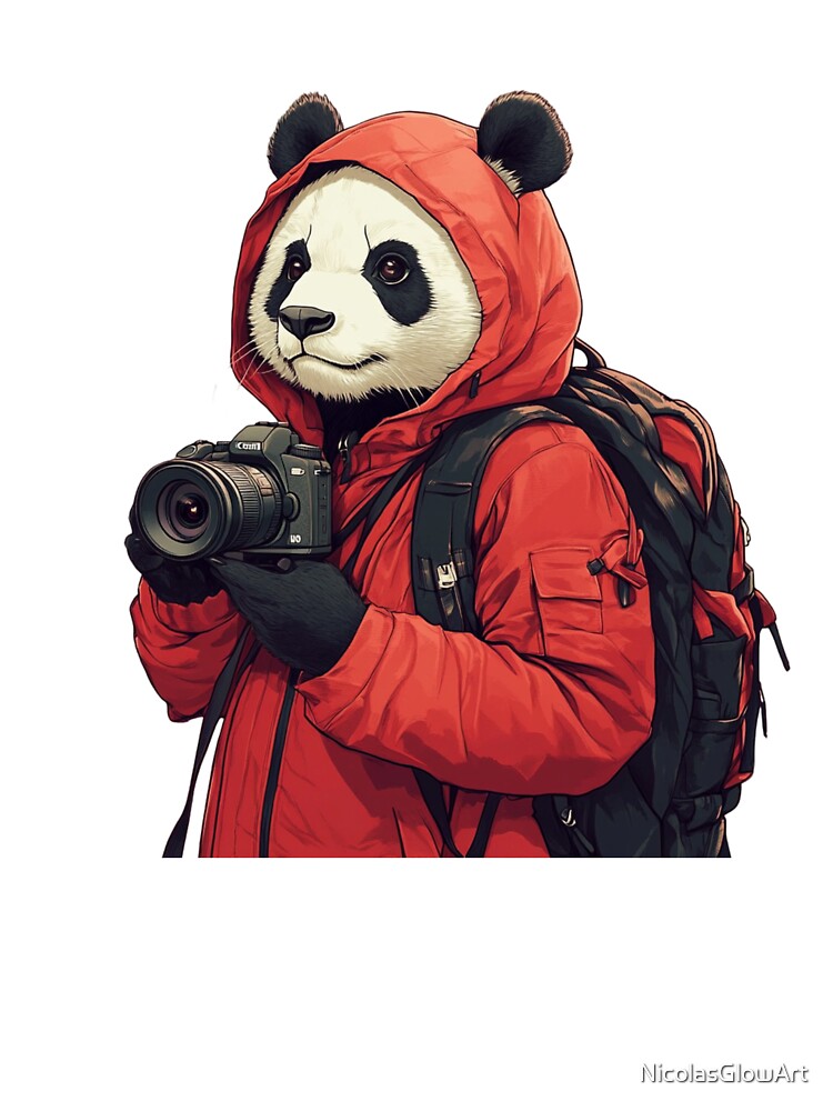 Panda Photographer in Red by NicolasGlowArt