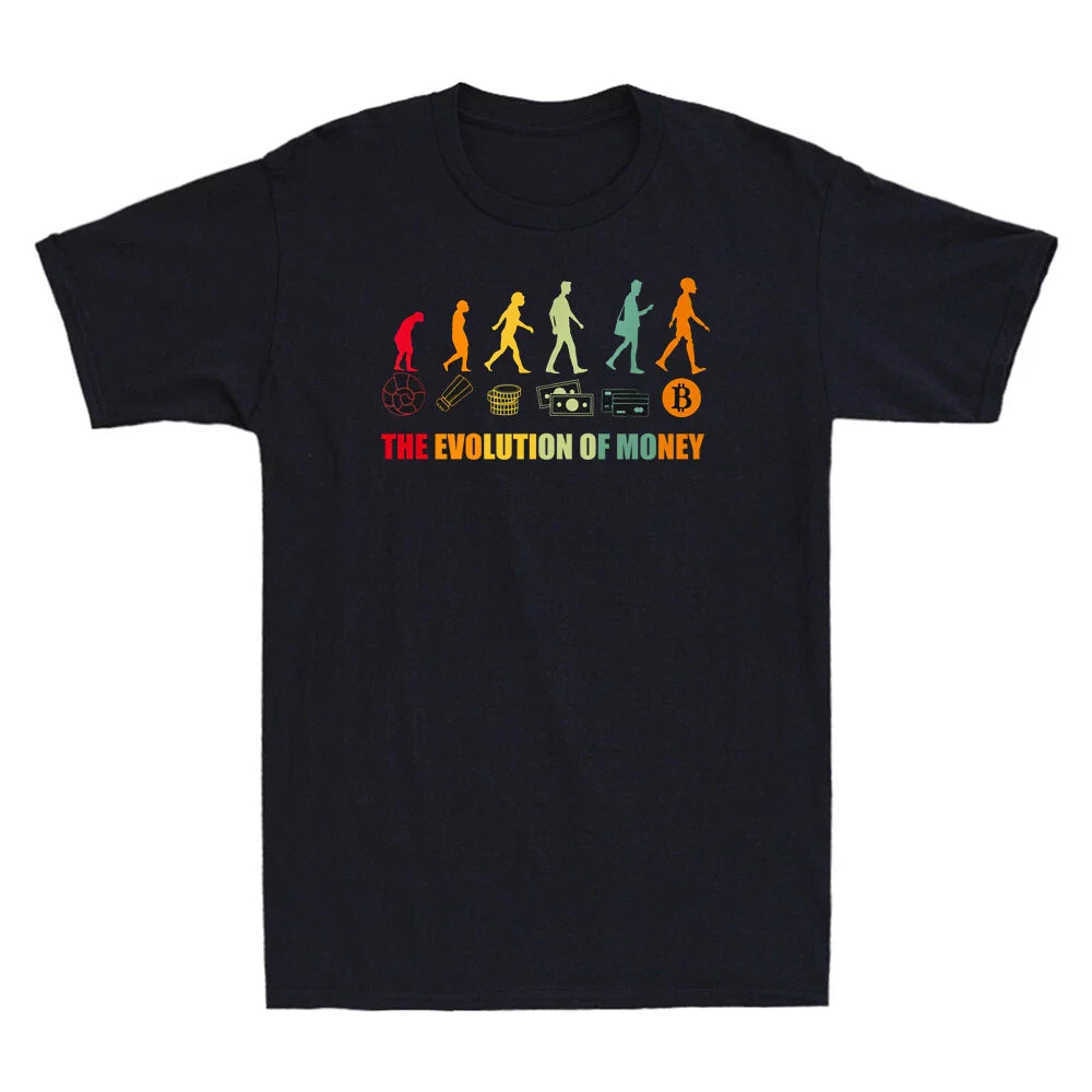 The Evolution Of Money Funny BTC Meme Novelty Men's Black Cotton T-Shirt