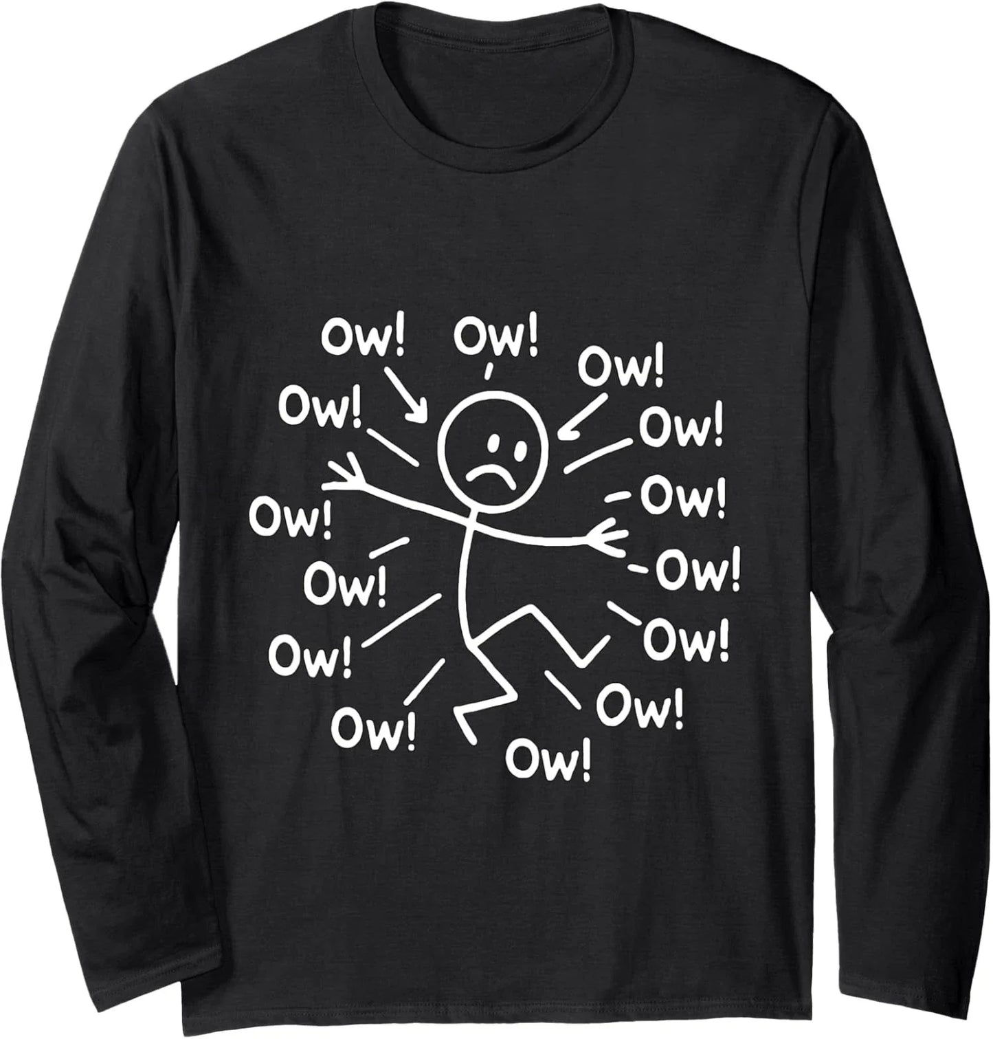 Ow Ow Ow Ow Ow Ow Character Sad Face Funny Present Long Sleeve Tshirt