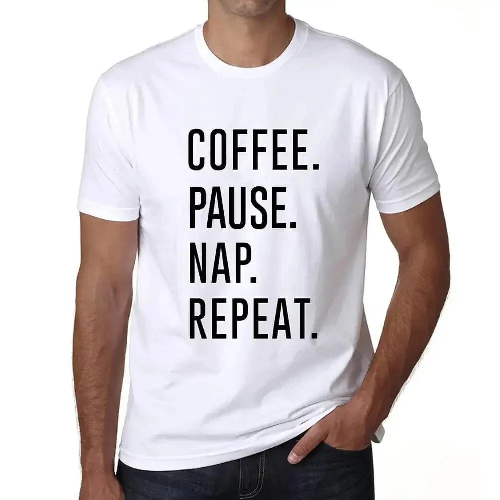 ULTRABASIC Homme Tee-Shirt Café Pause Sieste Répétition Coffee Pause Nap Repeat