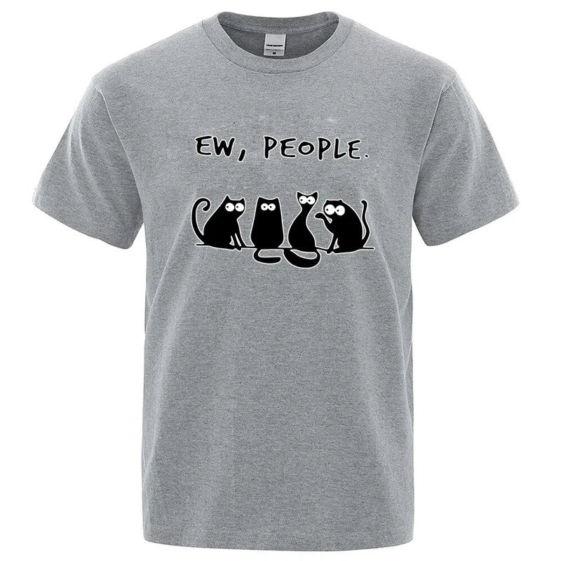 Introvert Antisocial Ew People Cat Graphic T Shirt Funny Meme Cute Cotton S-XXL