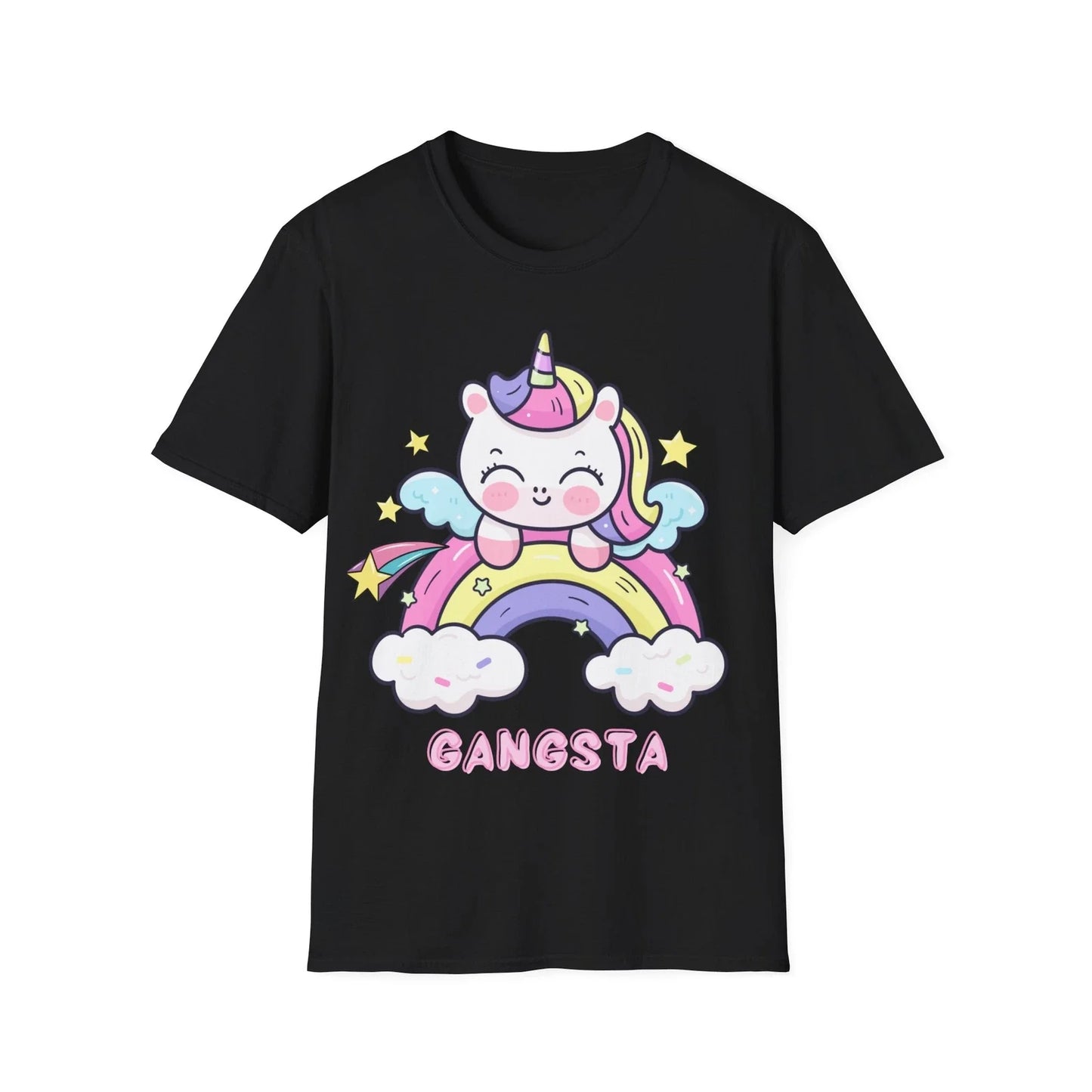Gangsta Ironic Funny T-shirt, Unicorn Sarcastic Shirt Gift, Softstyle T-Shirt