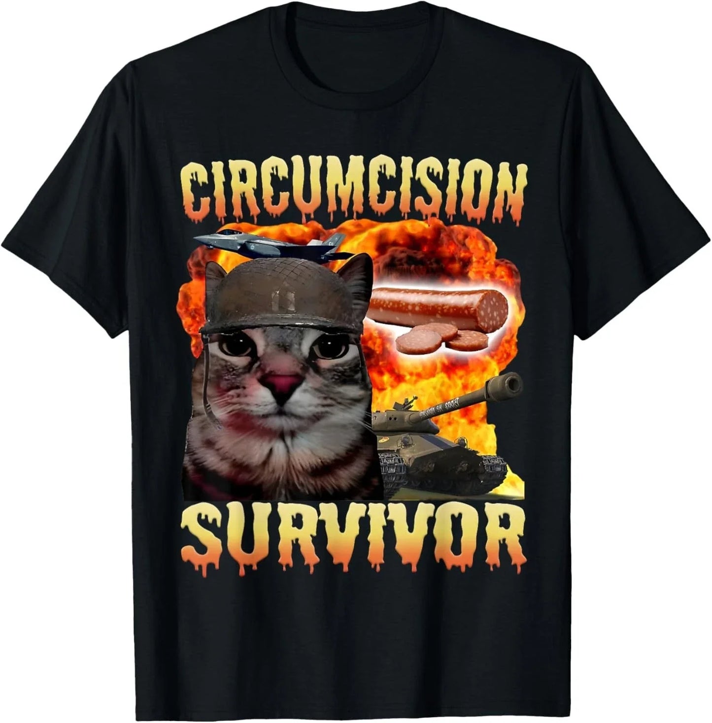 Funny Circumcision Survivor Cat Oddly Specific Cat Meme Gift unisex T-Shirt