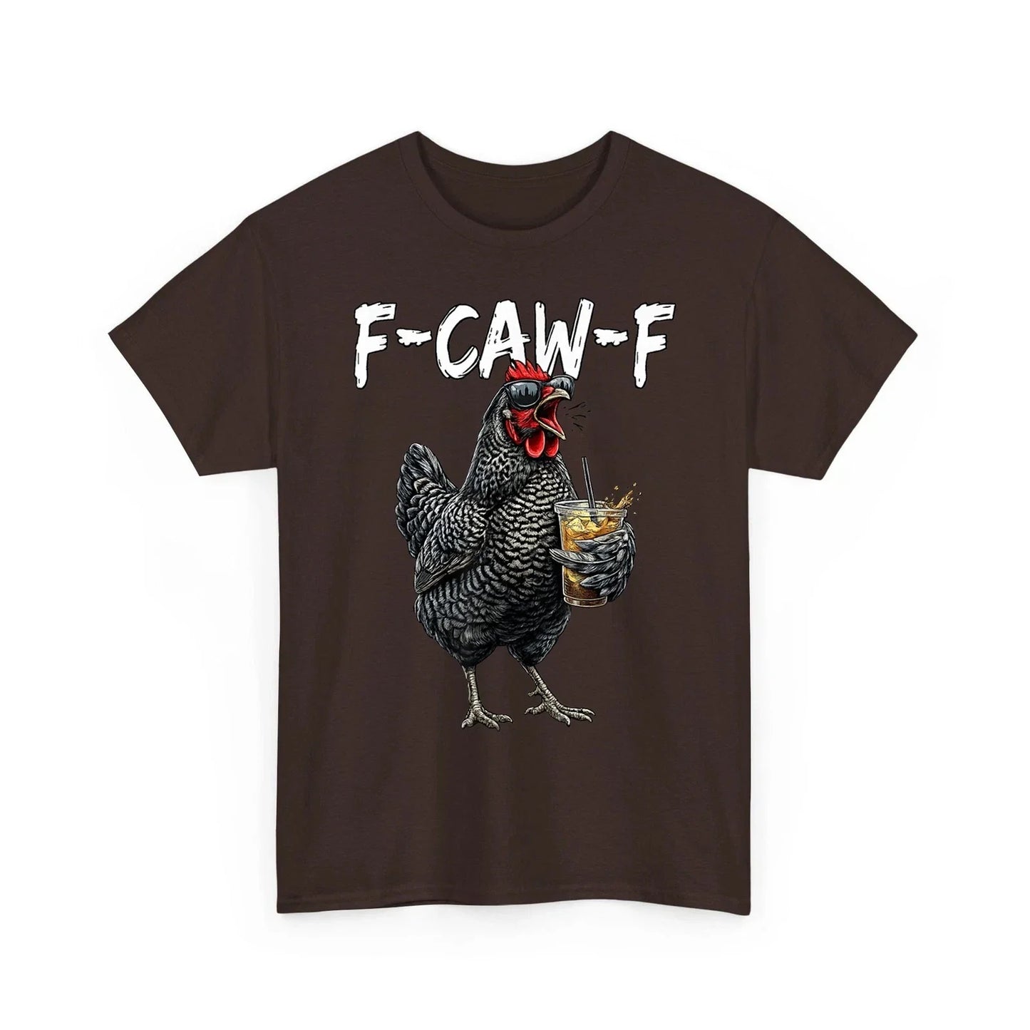 Vintage Rooster F Caw F Coffee Drinker Sarcastic Humor Rooster Meme T-Shirt