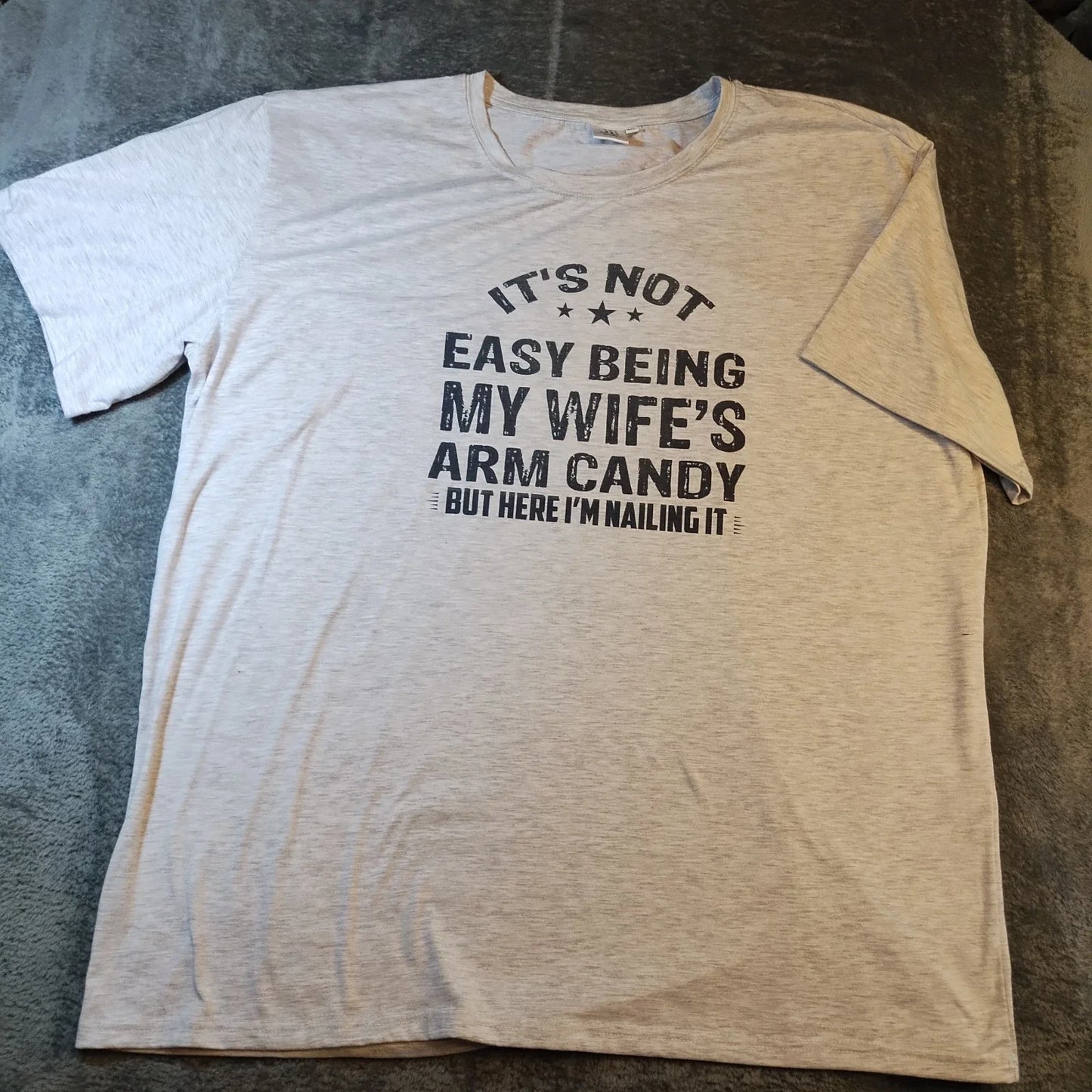 Funny My Wifes Arm Candy Men's 2XL Gray Graphic T Shirt Husband Tee Sarcastic