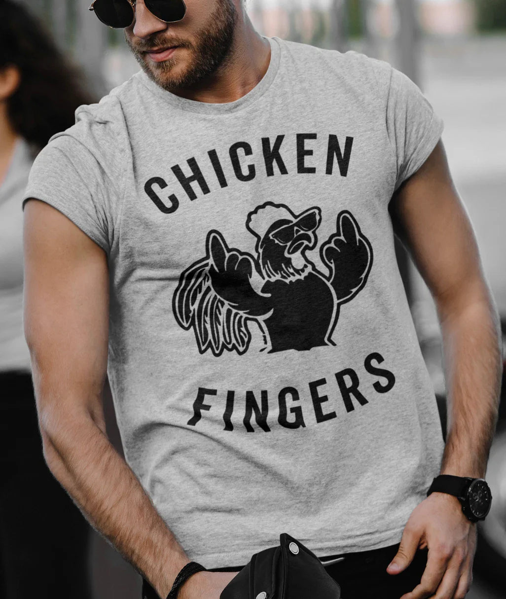 Mens Chicken Fingers T Shirt Funny Middle Finger Sarcastic Rude Offensive Shirt