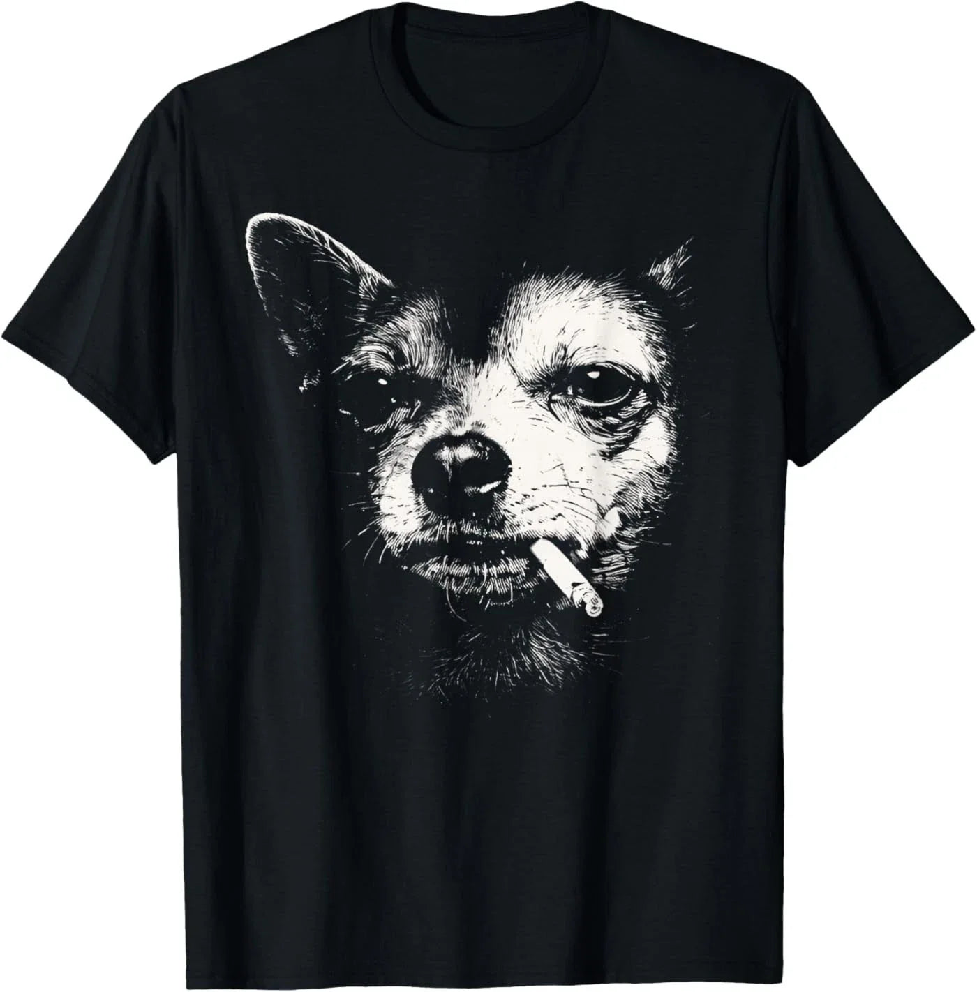 Dog Smoking Cigarette Funny Chihuahua Meme T-Shirt
