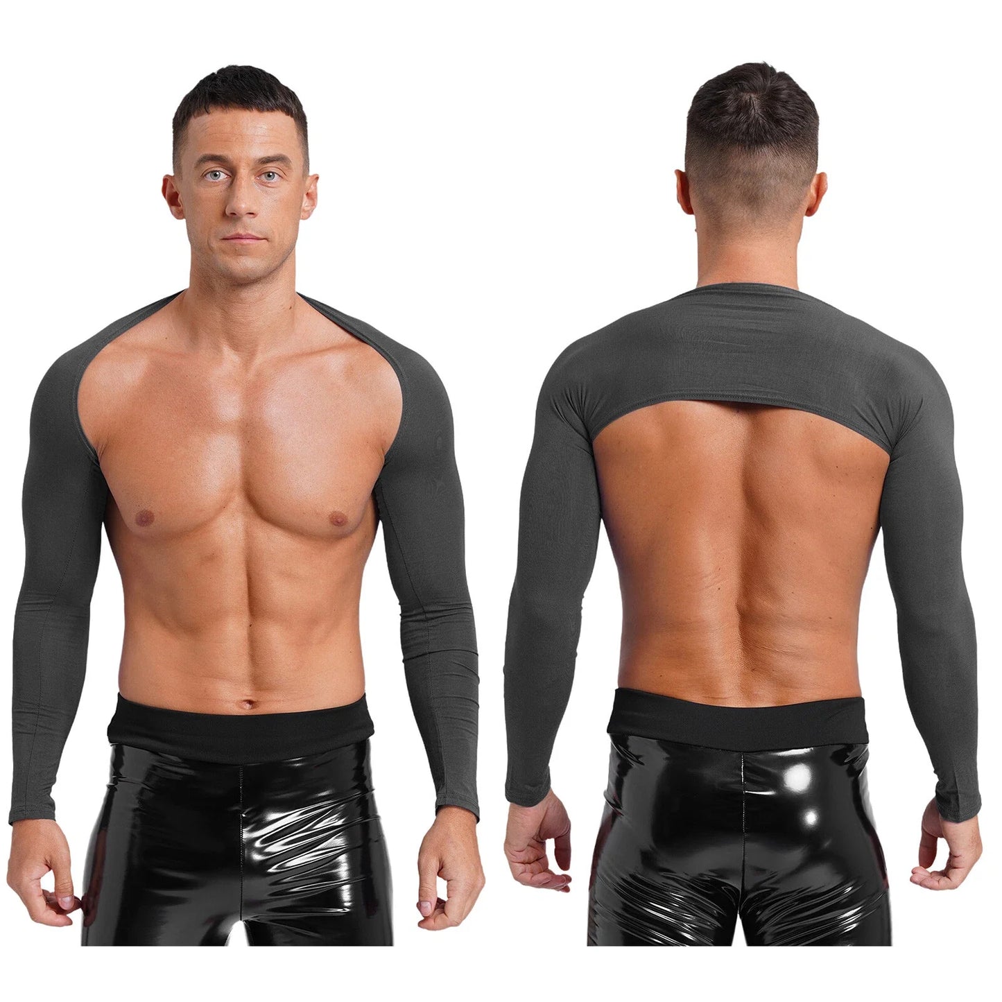 Mens Crop Top Beach Cardigan Gym Shrug Vest Cape Solid Color Tops Bodybuilding