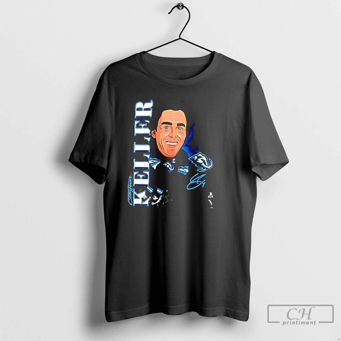 Classic Utah Mammoth Clayton Keller Caricature Player Signature T Shirts